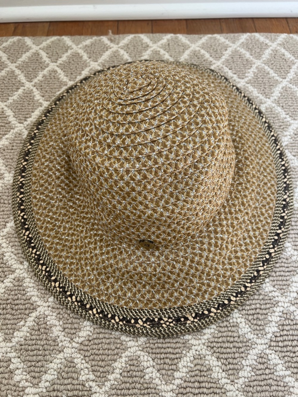 Eric Javits Summer Hat Natural with Silver Lurex